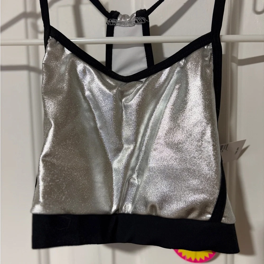 NWT Beautiful silver and black bikini